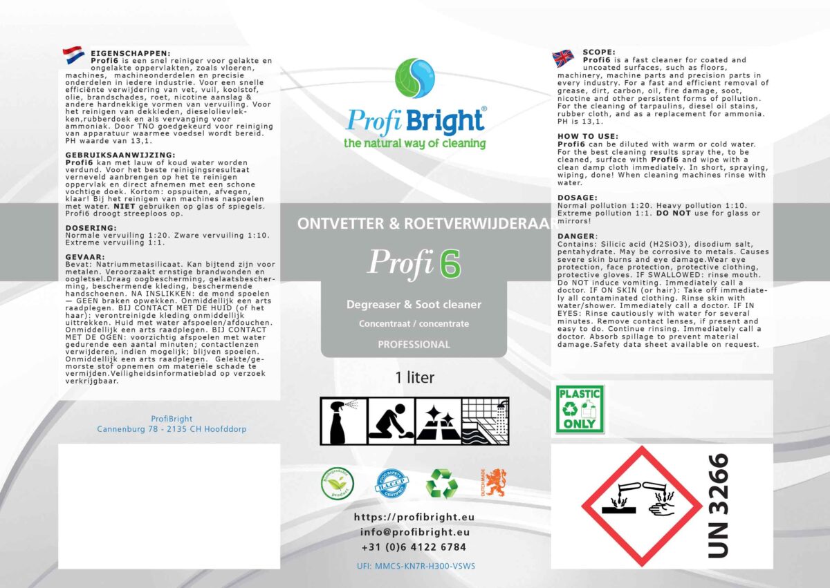 Profi6 Ontvetter, Vloerreiniger & Roetverwijderaar van ProfiBright