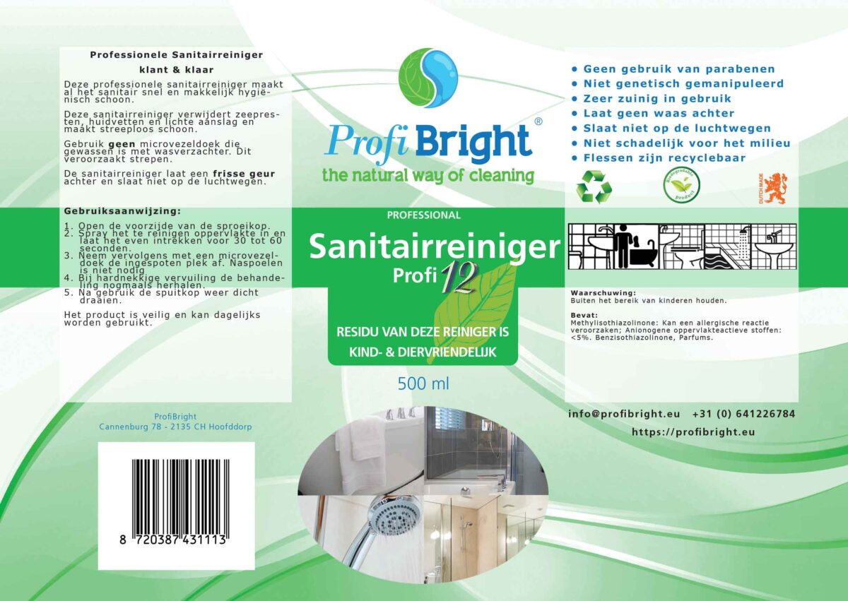 ProfiBright Sanitairreiniger Profi12 voor badkamer en sanitair