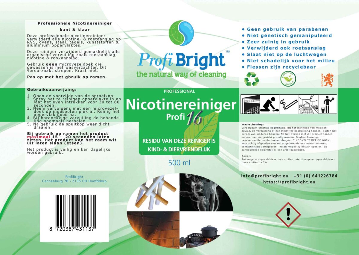 Etiket Nicotinereiniger Profi16 van ProfiBright