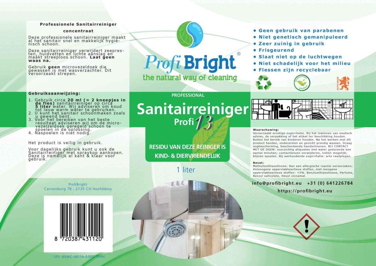Sanitairreiniger Profi13 van ProfiBright, The Natural Way of Cleaning