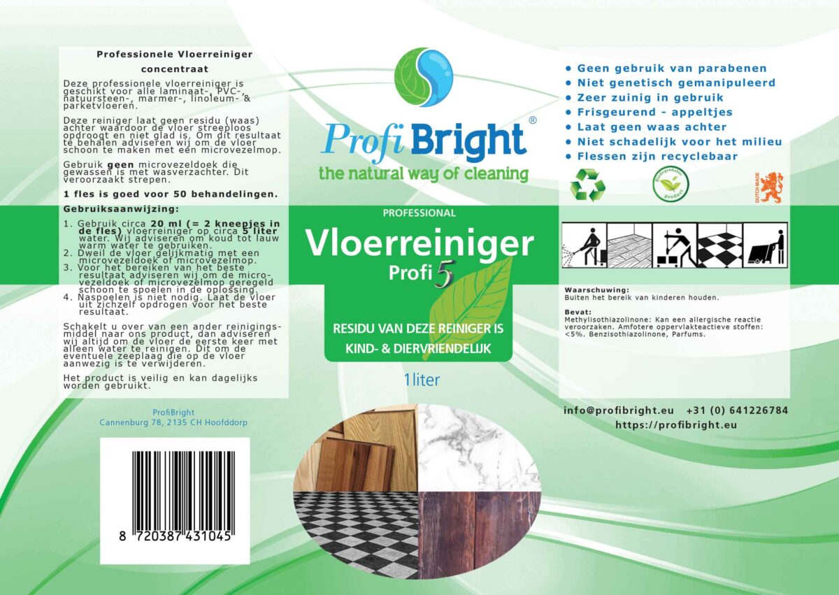 ProfiBright Vloerreiniger Profi5 voor alle afwasbare vloeren